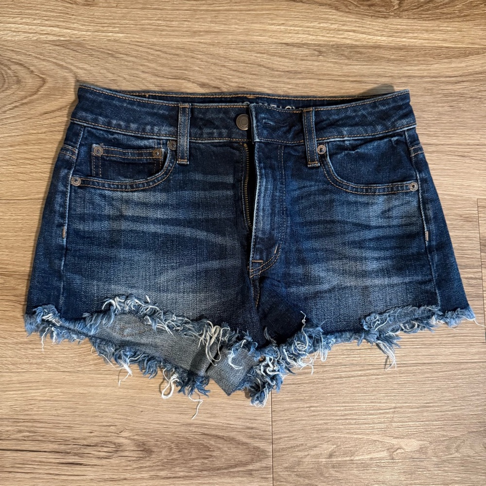 American Eagle Vintage High-Rise Festival Dark Blue Jean Shorts